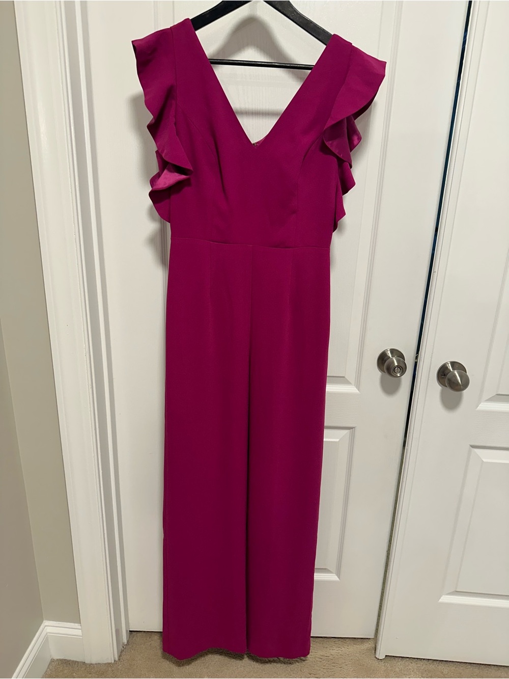 Lilly Pulitzer NWT Magenta Ruffle-Sleeve V-Neck Jumpsuit with matching belt